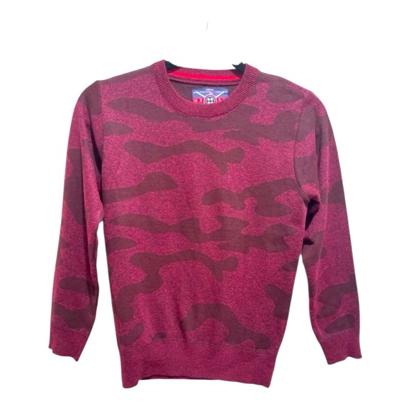0380 NEW BOYS BURGUNDY CAMO LONG SLEEVE SWEATER - Picture 1 of 10